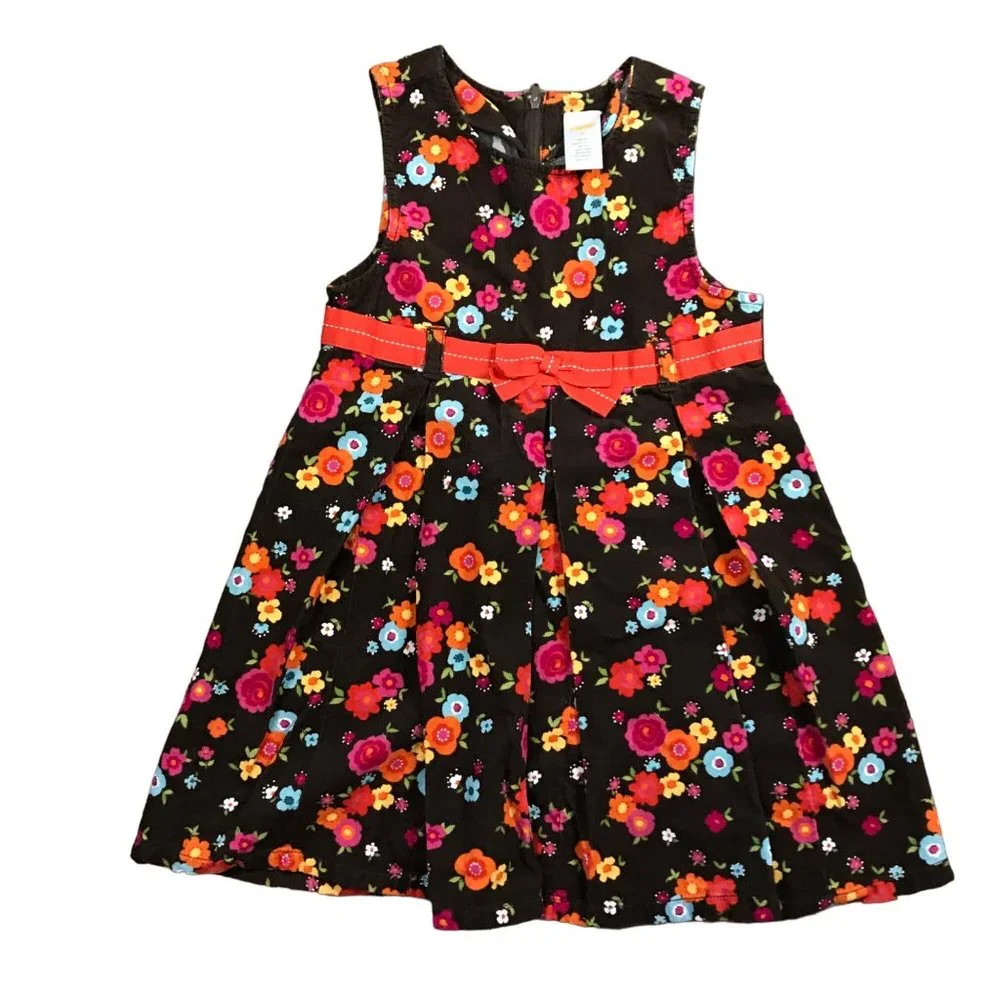 Gymboree 100% Cotton Corduroy‎ Floral A-Line Dress Lightweight Girl's Size 6